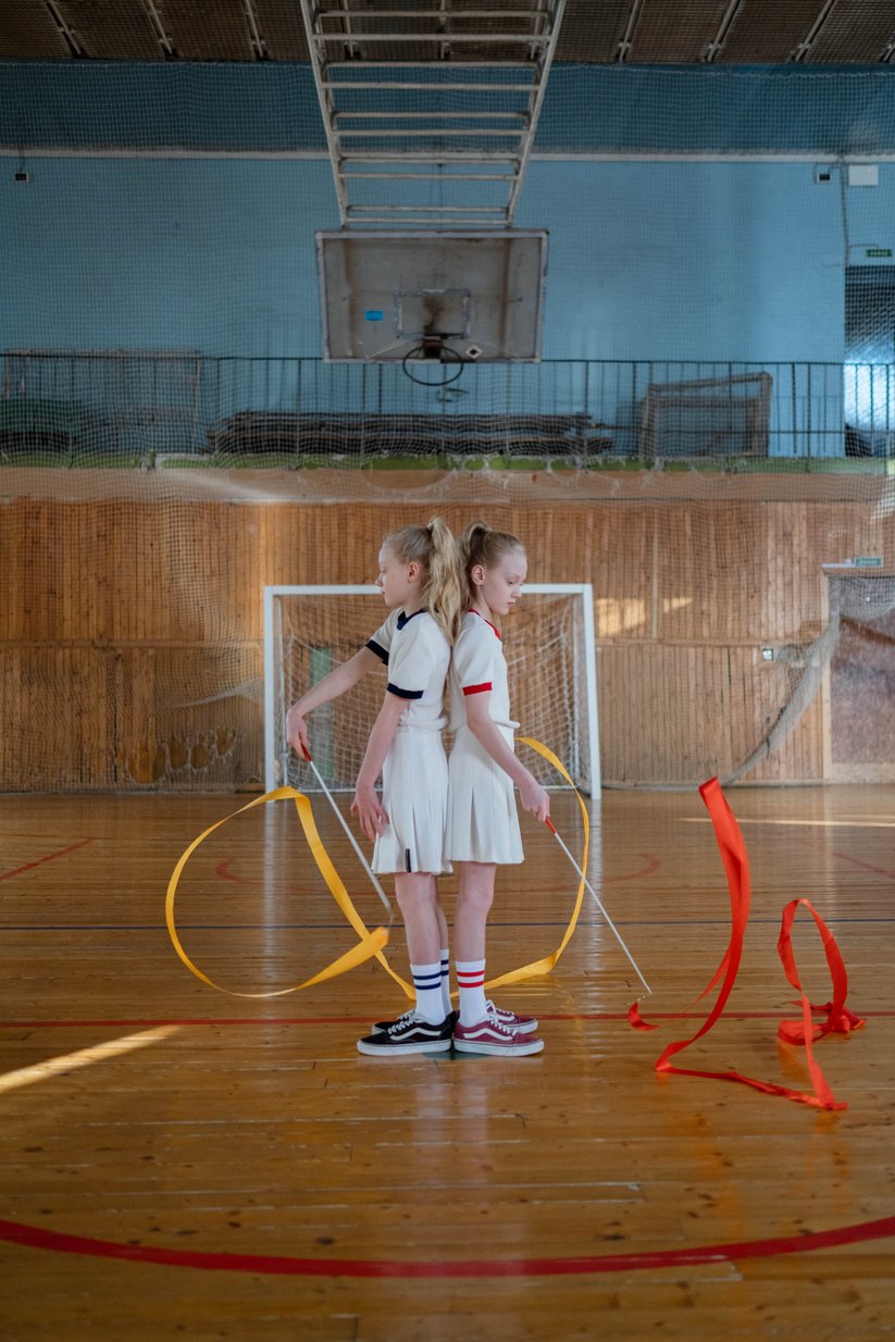 Twins Doing Rhythmic Gymnastics